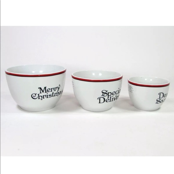 Fitz and Floyd LETTERS TO SANTA 4" 5" 6" Nesting Bowl Set 3Pc - Picture 8 of 9